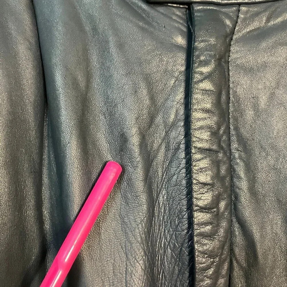 Vintage Creation Jez Montreal Navy Blue Leather Pants Straight Leg Lined - Picture 3 of 10